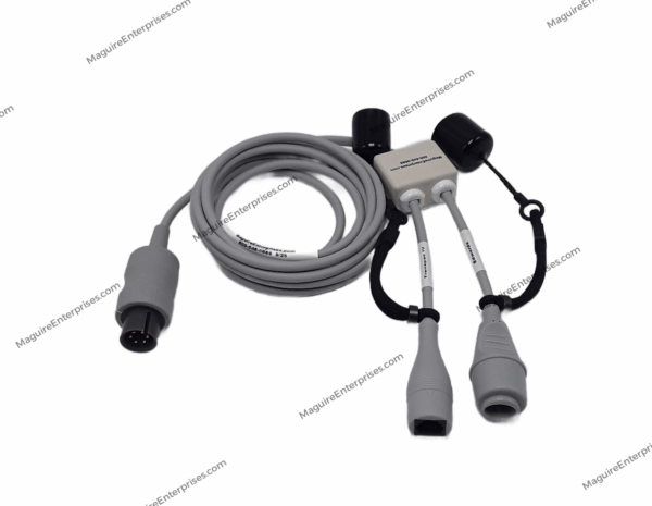 Connects Edwards disposable transducer or an Abbott/Hospira, Medex, ICU Medical cable output to Stryker Physio Control LifePak or Zoll Medical defibrillator IBP input.